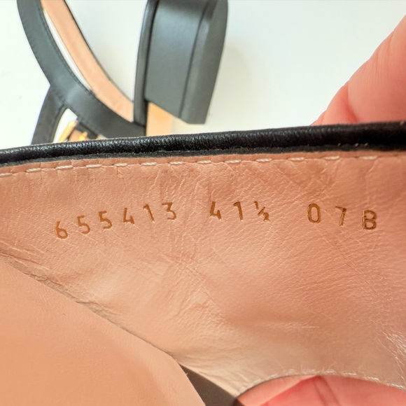 Gucci Nappa Charlotte Black Leather Baby Horsebit open toe Sandals EU 41.5 - Picture 7 of 8